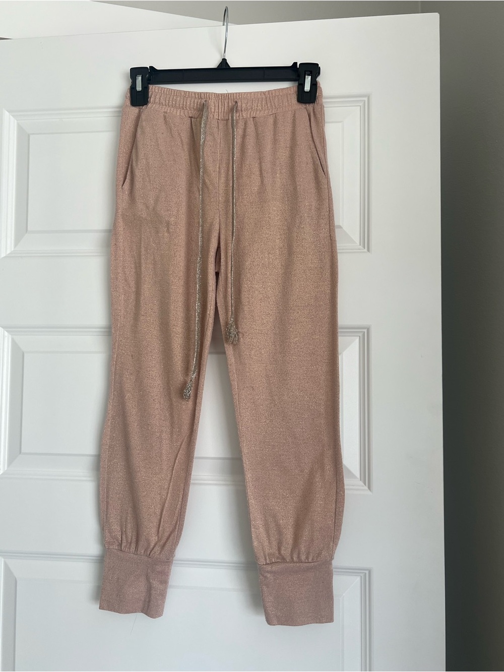Mia Joy Girls Size 12 Blush Pink Metallic Shimmer Jogger Pants